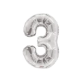 Palloncino numero 3 Argento salva elio super shape 34" (86cm) in mylar, 1pz.