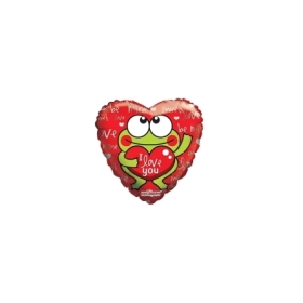 Palloncini cuore I Love You Rana mini shape 9" (22cm) in mylar, 5pz.