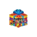 Palloncino Happy Birthday Pacco Regalo standard shape 18" (45cm) in mylar, 1pz.