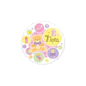 Palloncino E' Nata Rosa standard shape 18" (45cm) in mylar, 1pz.