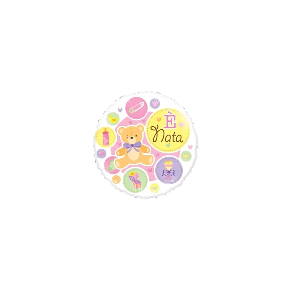 Palloncini E' Nata Rosa mini shape 9" (22cm) in mylar, 5pz.