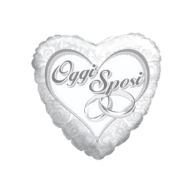 Palloncino Oggi Sposi cuore super shape 36" (91cm) in mylar, 1pz.