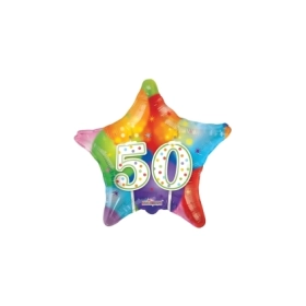 Palloncino numero 50 con candele standard shape 18" (45cm) in mylar, 1pz.
