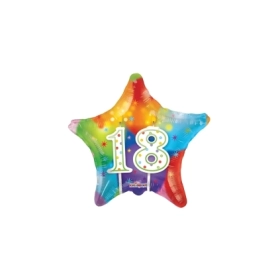 Palloncino numero 18 con candele standard shape 18" (45cm) in mylar, 1pz.