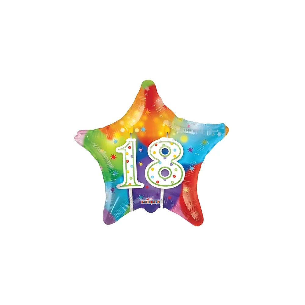 Palloncino numero 18 con candele standard shape 18" (45cm) in mylar, 1pz.