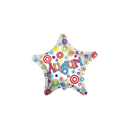 Palloncino Stella Auguri standard shape 18" (45cm) in mylar, 1pz.