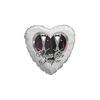 Palloncino cuore Uniti per sempre Uomini standard shape 18" (45cm) in mylar, 1pz.