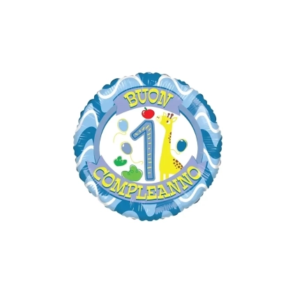 Palloncino 1 Compleanno Celste standard shape 18" (45cm) in mylar, 1pz.
