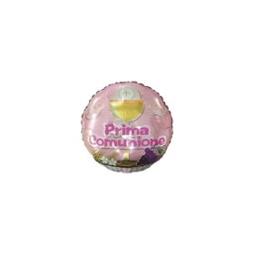 Palloncini Prima Comunione Rosa mini shape 9" (22cm) in mylar, 5pz.
