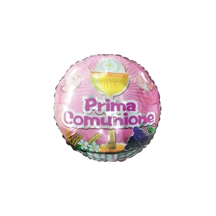 Palloncino Calice Prima Comunione Rosa standard shape 18" (45cm) in mylar, 1pz.