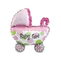 Palloncino Carrozzina con testo Baby Girl mega shape 43" (109cm) in mylar, 1pz.