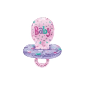 Palloncino Ciuccio con testo It's a Baby Girl 28" (71cm) in mylar, 1pz.