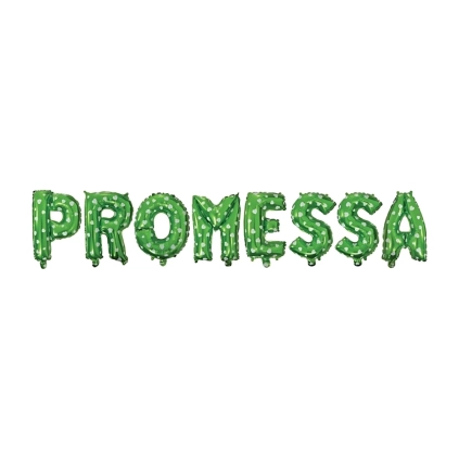 Palloncino Kit scritta Promessa verde mini shape 14" (35cm) in mylar, 1pz.
