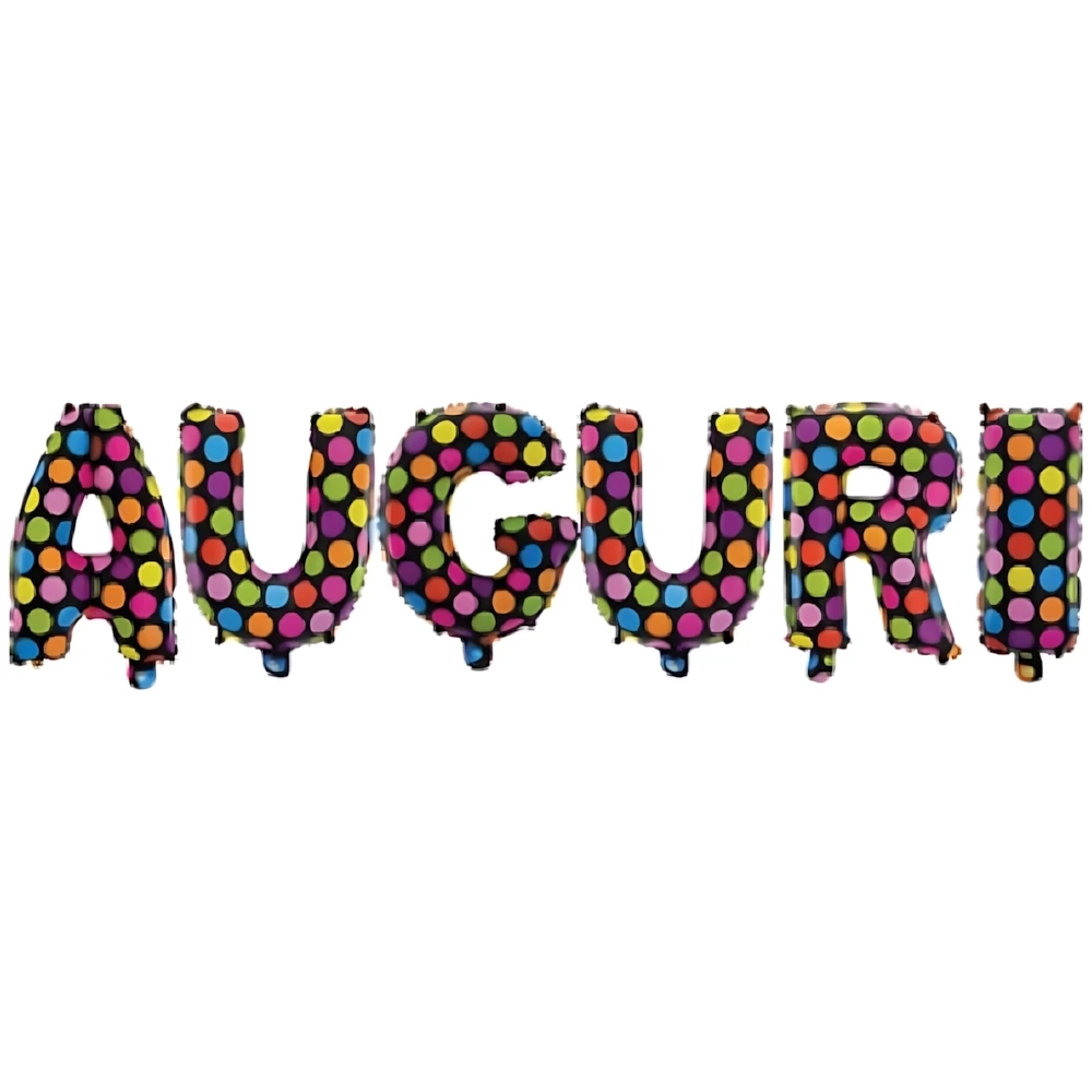 Palloncino Kit scritta Auguri con Pois mini shape 14" (35cm) in mylar, 1pz.