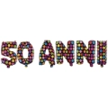 Palloncino Kit scritta 50 Anni con Pois mini shape 14" (35cm) in mylar, 1pz.