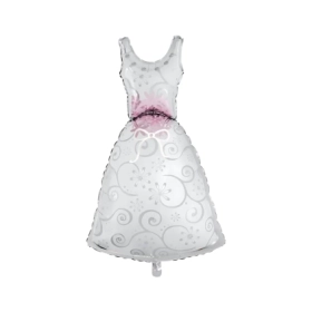 Palloncino Vestito da Sposa bianco mega shape 46" (116cm) in mylar, 1pz.