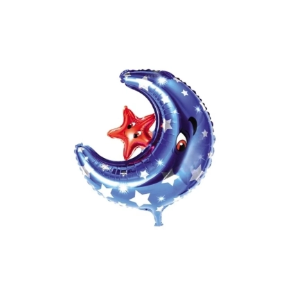 Palloncino Luna Blu con Stella super shape 24" (60cm) in mylar, 1pz.