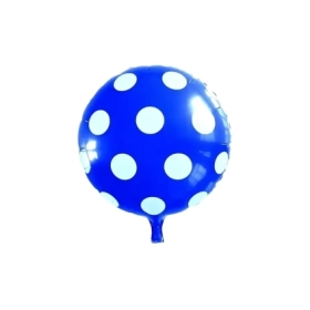 Palloncino Blu Pois standard shape 18" (45cm) in mylar, 1pz.