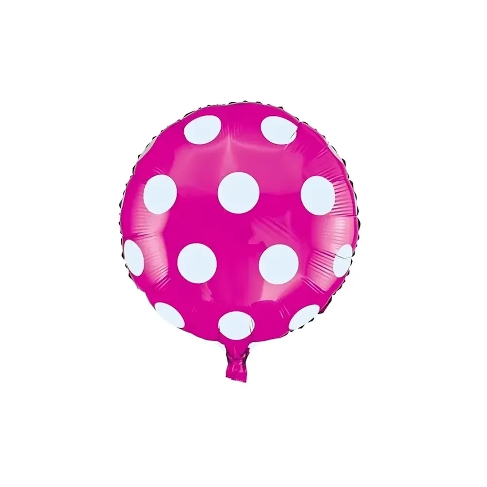 Palloncino fucsia Pois standard shape 18" (45cm) in mylar, 1pz.