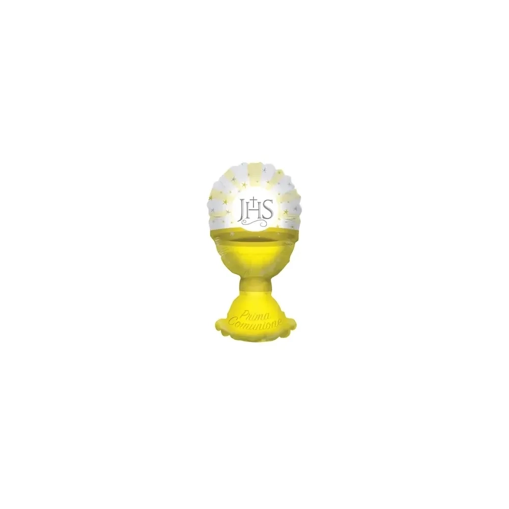 Palloncini Calice Prima Comunione mini shape 9" (22cm) in mylar, 5pz.