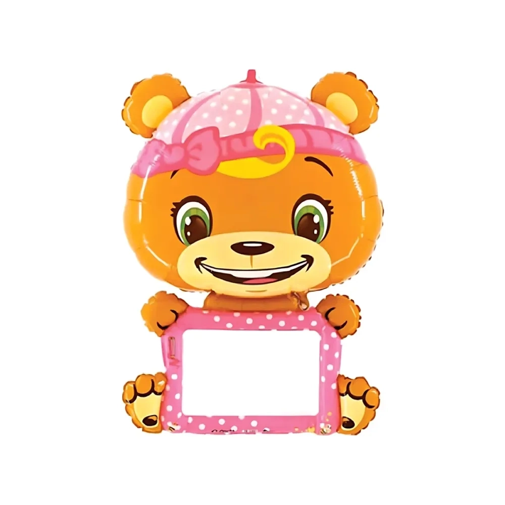 Palloncino Orso Rosa Scrivibile + Penna mega shape 43" (109cm) in mylar, 1pz.