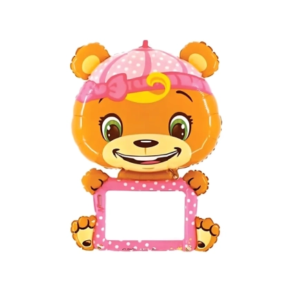 Palloncino Orso Rosa Scrivibile + Penna mega shape 43" (109cm) in mylar, 1pz.