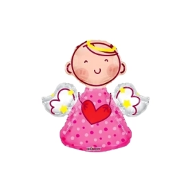 Palloncino Angioletto Rosa super shape 28" (71cm) in mylar, 1pz.