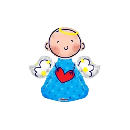Palloncino Angioletto Celeste super shape 28" (71cm) in mylar, 1pz.