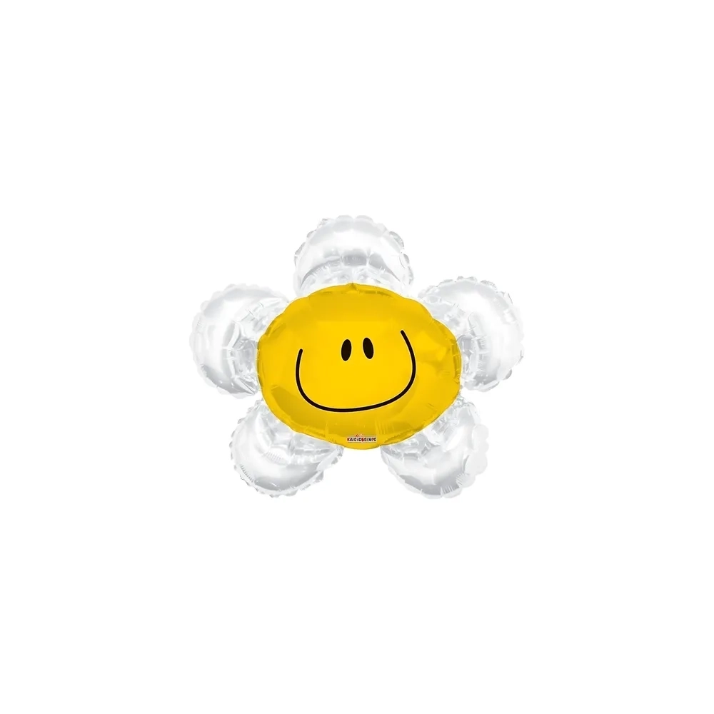 Palloncini Fiore Smile Bianco mini shape 14" (35cm) in mylar, 5pz.