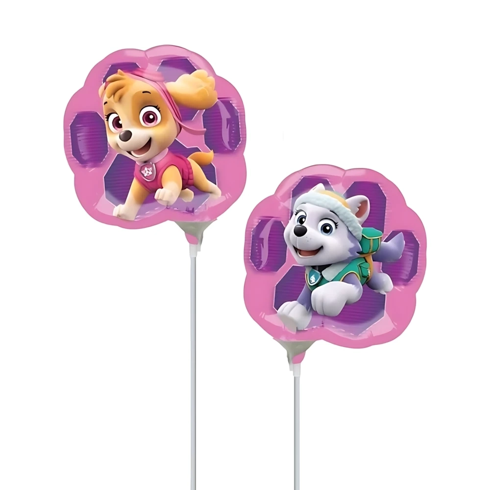 Palloncini Paw Patrol orma con Skye e Everest mini shape 9" (22cm) in mylar, 5pz.