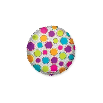 Palloncino Pois colorati Clear View tondo standard shape 18" (45cm) in mylar, 1pz.