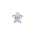Palloncini stelline con numero 60 fucsia micro shape 4" (10cm) in mylar, 5pz.