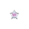 Palloncini stelline con numero 50 fucsia micro shape 4" (10cm) in mylar, 5pz.