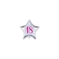 Palloncini stelline con numero 18 fucsia micro shape 4" (10cm) in mylar, 5pz.