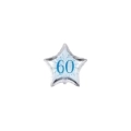 Palloncini stelline con numero 60 blu micro shape 4" (10cm) in mylar, 5pz.