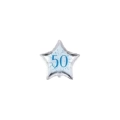 Palloncini stelline con numero 50 blu micro shape 4" (10cm) in mylar, 5pz.