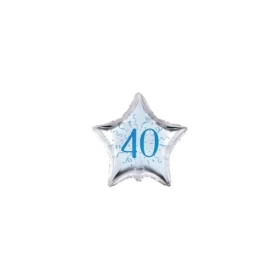Palloncini stelline con numero 40 blu micro shape 4" (10cm) in mylar, 5pz.
