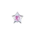 Palloncini stelline con numero 10 fucsia micro shape 4" (10cm) in mylar, 5pz.