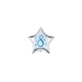 Palloncini stelline con numero 8 blu micro shape 4" (10cm) in mylar, 5pz.
