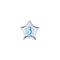 Palloncini stelline con numero 3 blu micro shape 4" (10cm) in mylar, 5pz.