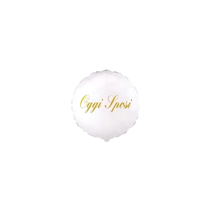 Palloncini Oggi Sposi Bianco tondo micro shape 4" (10cm) in mylar, 5pz.
