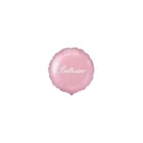 Palloncini Battesimo Rosa tondo micro shape 4" (10cm) in mylar, 5pz.