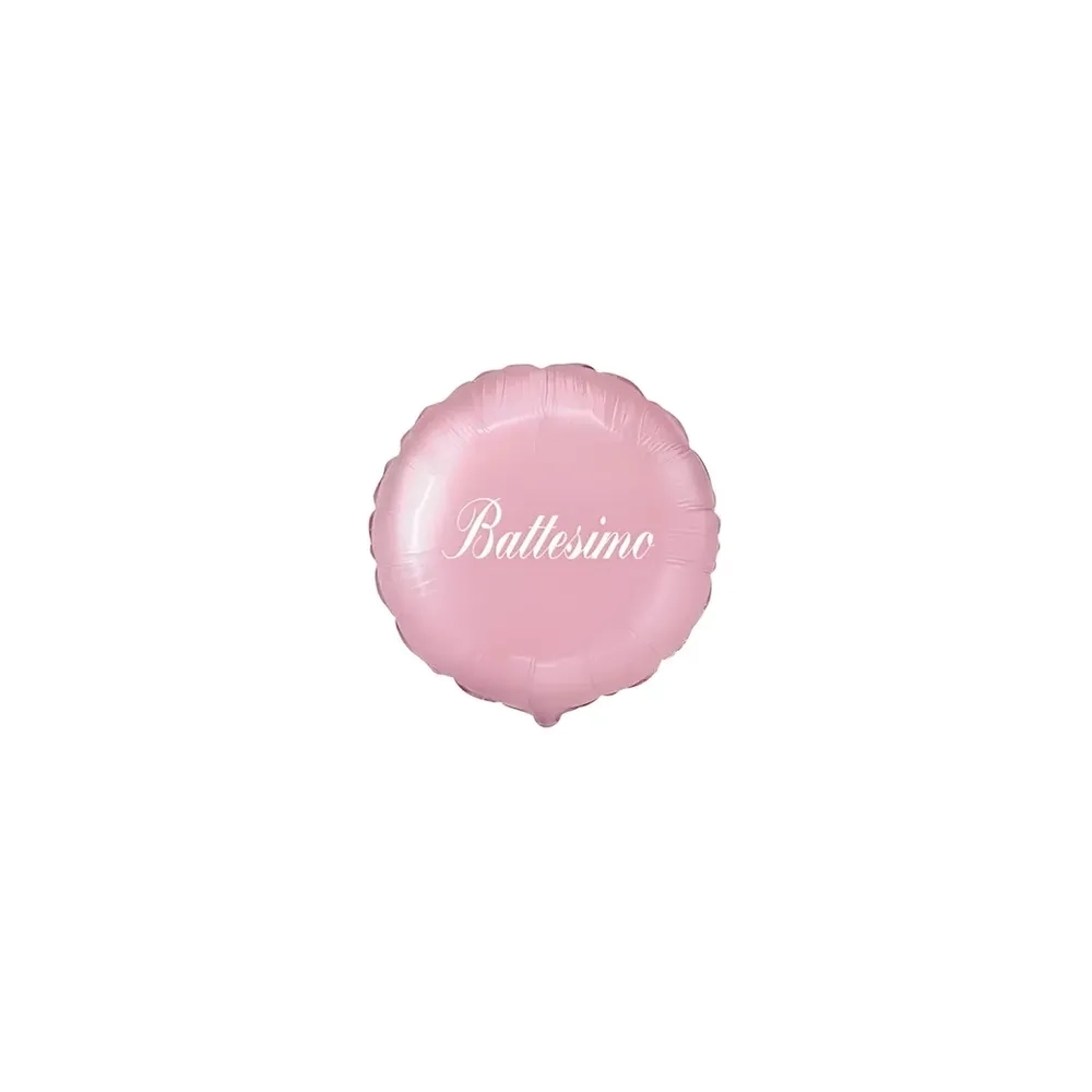 Palloncini Battesimo Rosa tondo micro shape 4" (10cm) in mylar, 5pz.