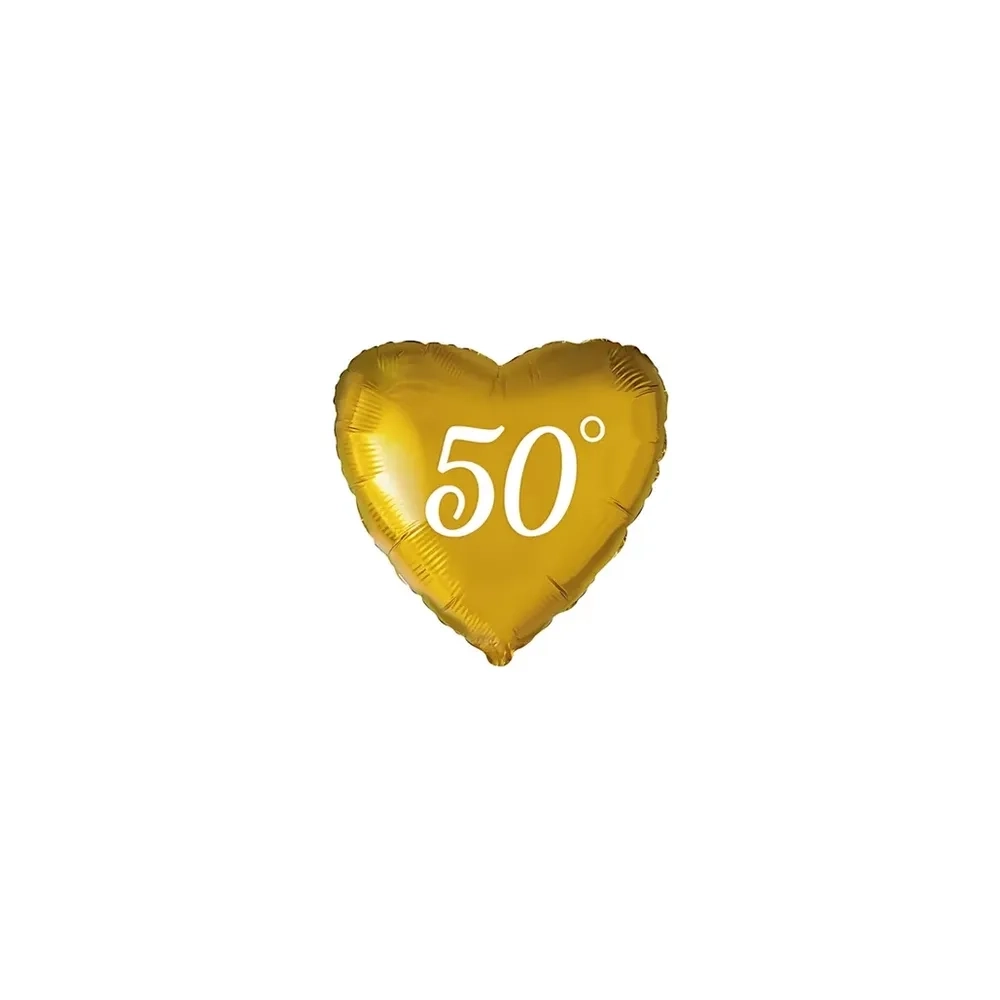 Palloncini 50° Oro cuore micro shape 4" (10cm) in mylar, 5pz.