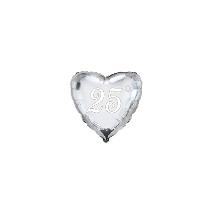Palloncini 25° Argento cuore micro shape 4" (10cm) in mylar, 5pz.