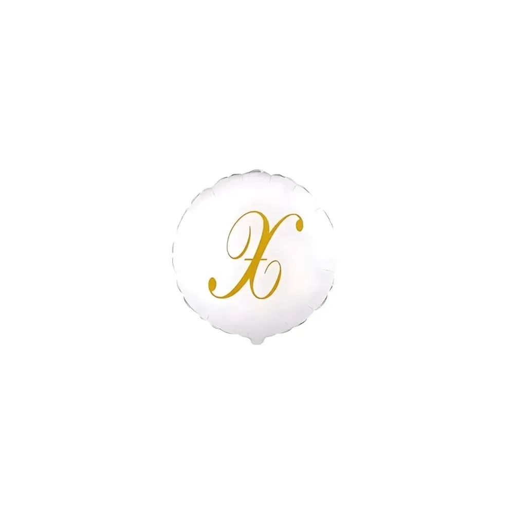 Palloncini Lettera X Dorata su palloncino bianco micro shape 4" (10cm) in mylar, 5pz.