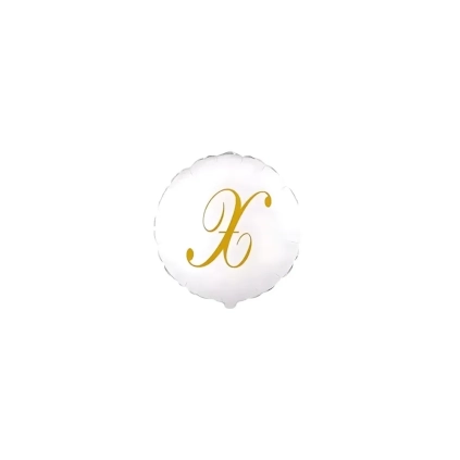 Palloncini Lettera X Dorata su palloncino bianco micro shape 4" (10cm) in mylar, 5pz.