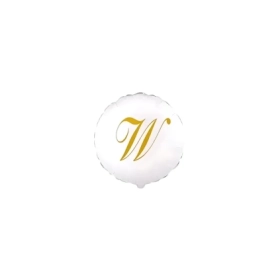 Palloncini Lettera W Dorata su palloncino bianco micro shape 4" (10cm) in mylar, 5pz.
