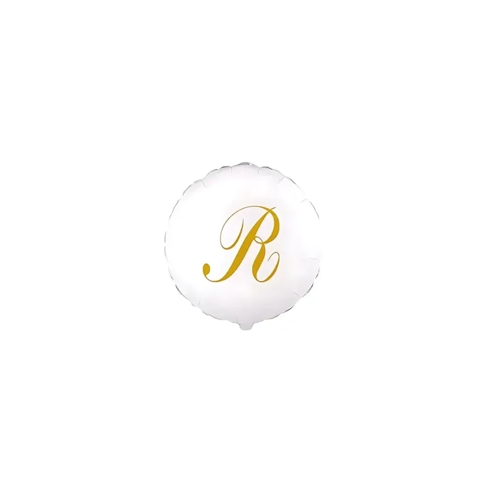 Palloncini Lettera R Dorata su palloncino bianco micro shape 4" (10cm) in mylar, 5pz.