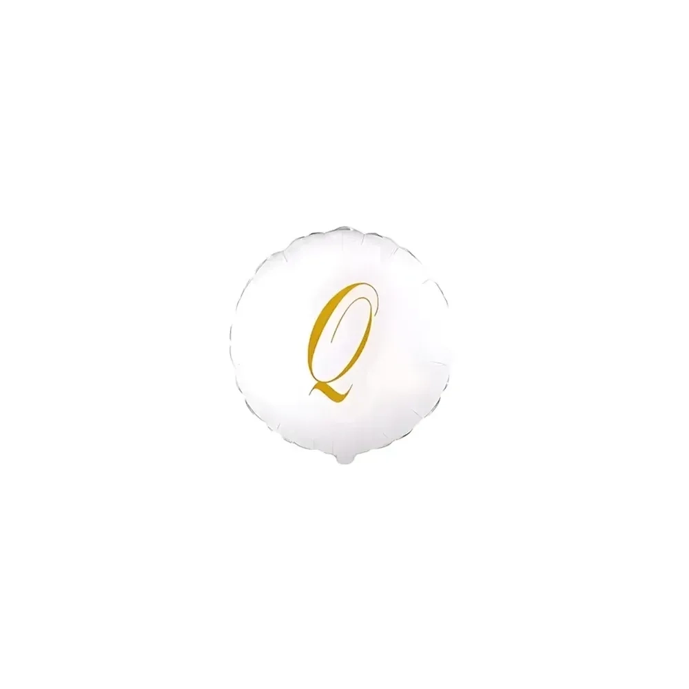 Palloncini Lettera Q Dorata su palloncino bianco micro shape 4" (10cm) in mylar, 5pz.